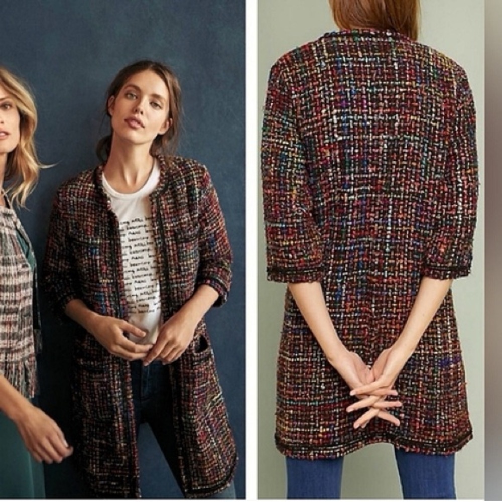 Anthropologie Rainbow Tweed jacket